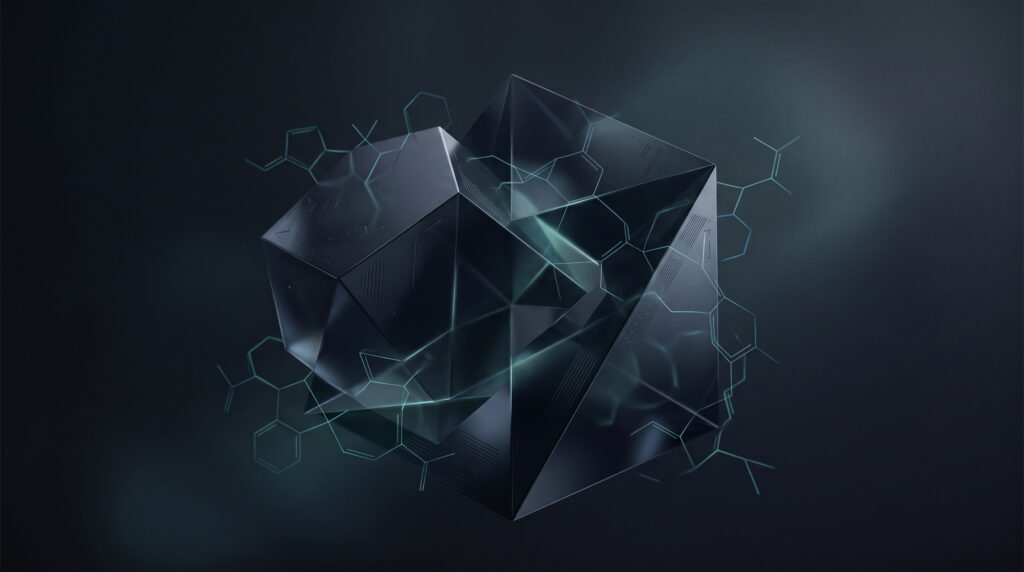 Abstract dark scientific editorial image