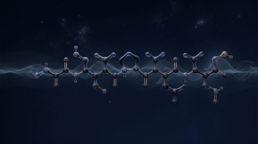 Abstract peptide chain over EEG delta-wave pattern