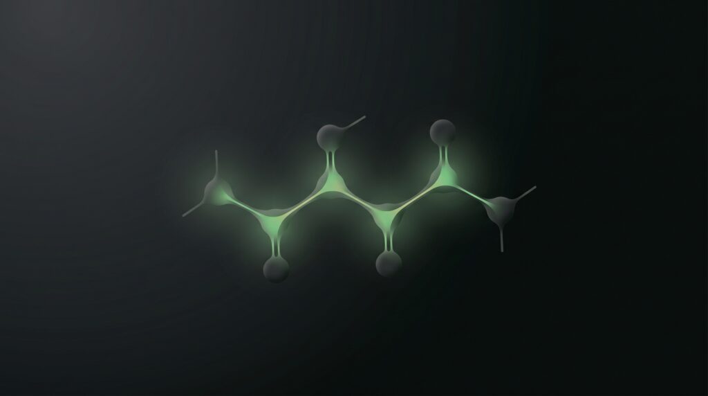 Abstract tripeptide illustration in dark theme