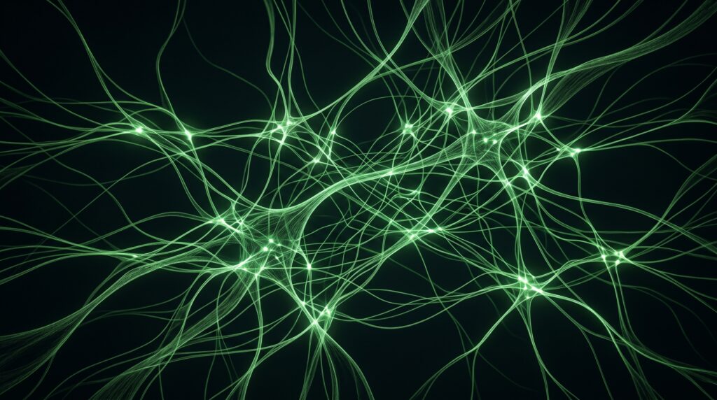 Abstract neural network with peptide motif in dark theme